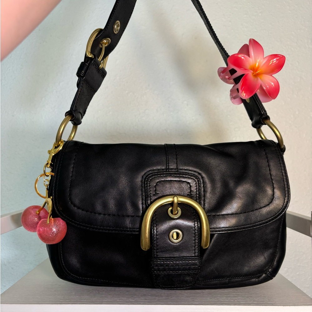 🌺 Y2k Vintage Black Coach Leather Soho 🖤